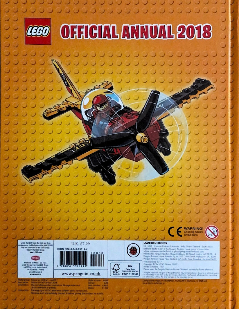 Lego Official Annual 2018 Hardback With Xtreme Stunt Truck Driver Minifigure. Less than Half Price!